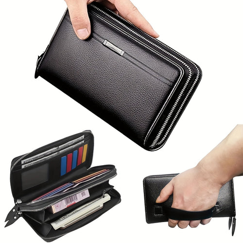 Fashion Men Long Purse Business Handbag Soft Clutch Wallet Portable Card Phone Pouch Ideal Male Gift