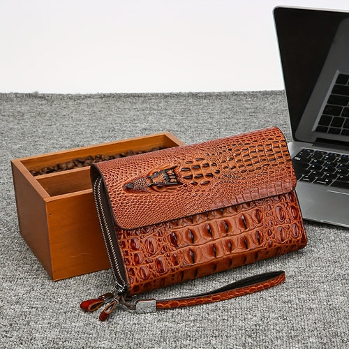 High Quality Alligator Print Men Flip Wallet Luxury Business Clutch Multi Card Pocket Daily Commute Handbag